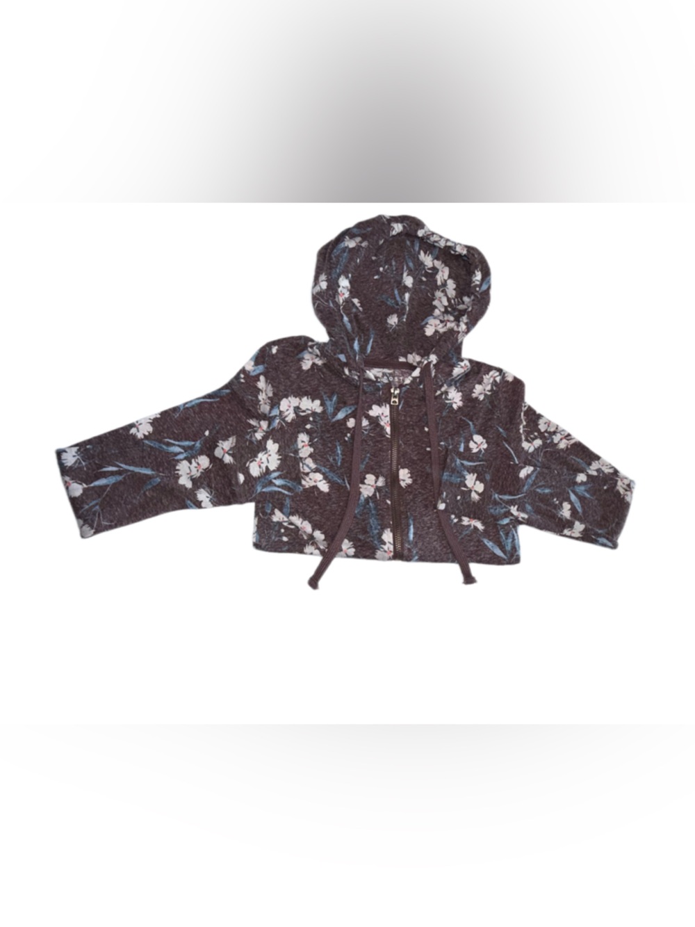Aeropostale Floral Zip Up Hoodie Jacket XS Brown Blue Lightweight - Picture 5 of 7